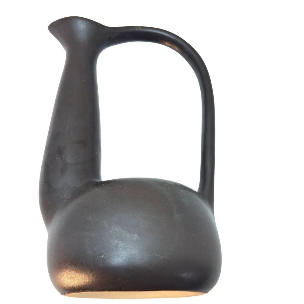 Gio Ponti Bucchero Nero Licensed Re-Edition Vase Italian Modern Black Ceramic